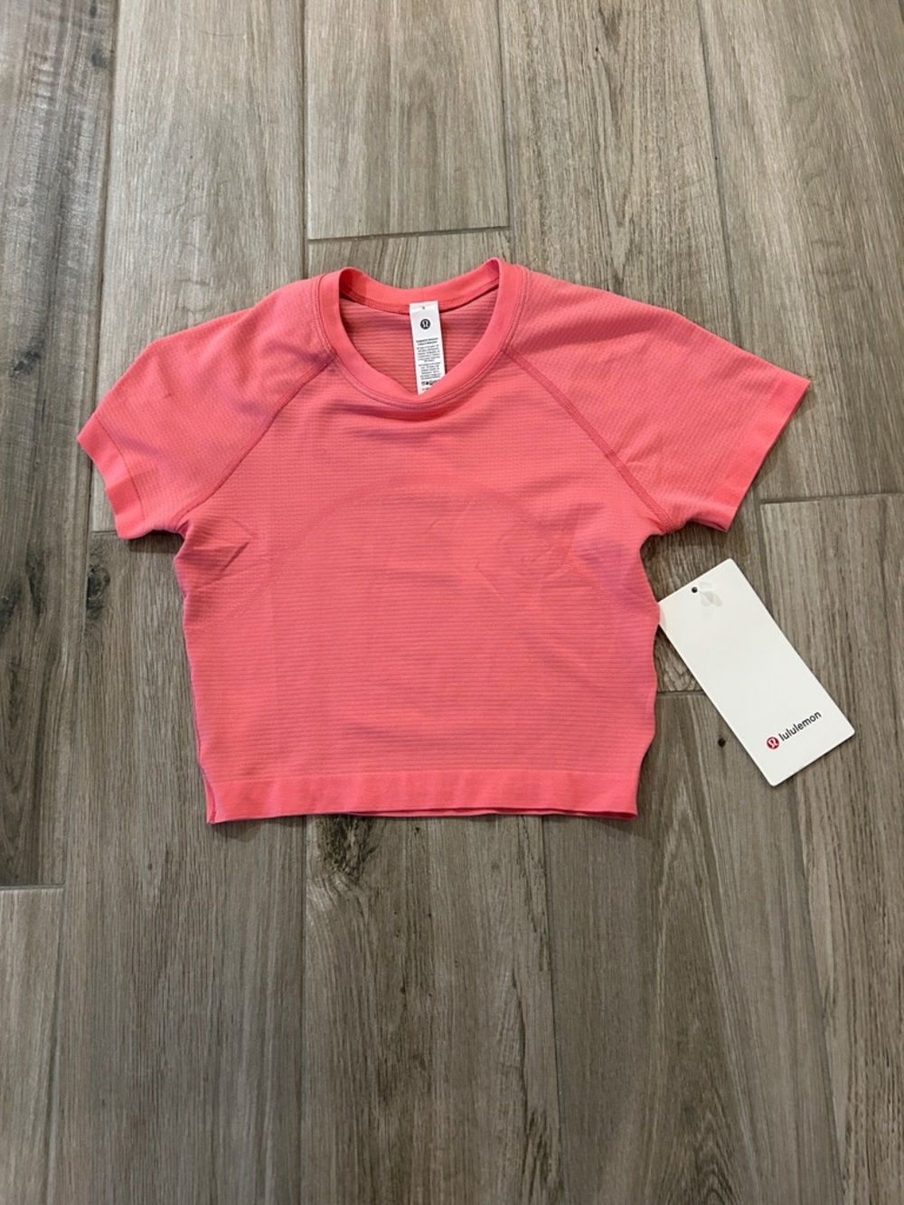 Lululemon Pink Coral Cropped Athletic Tee